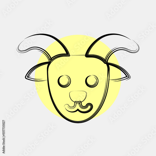 Icon capricorn the goat. Zodiac horoscope elements. Icon in color spot style.