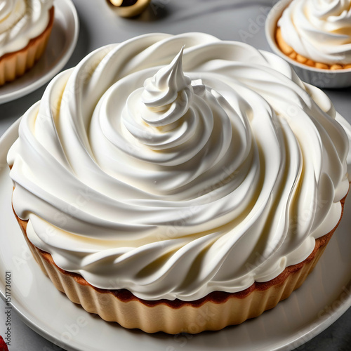 An elegant swirl of whipped cream, perfect texture, centered, no toppings.