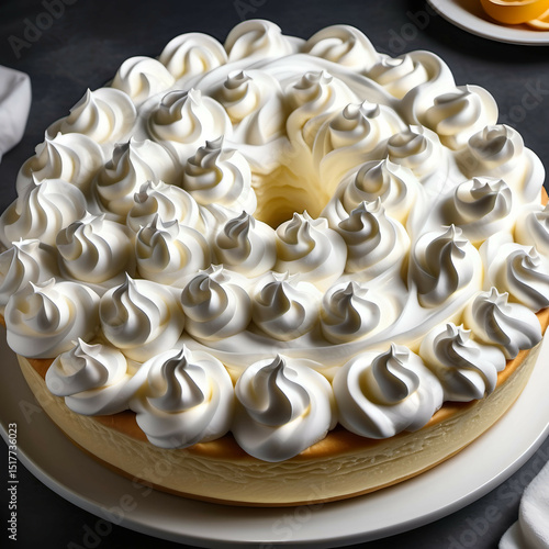 An elegant swirl of whipped cream, perfect texture, centered, no toppings.
