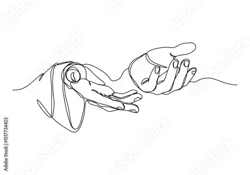 Continuous Line Drawing of Open Hands, Offering, Receiving, or P