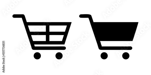 Shopping cart icon set, Full and empty shopping cart symbol, shop and sale, vector illustration 