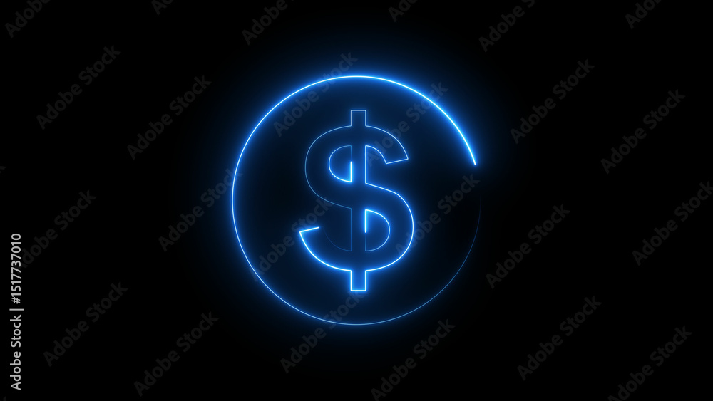 Neon Dollar icon illustration background. Glowing dollar sign background Neon Dollar icon illustration background. Glowing dollar sign background