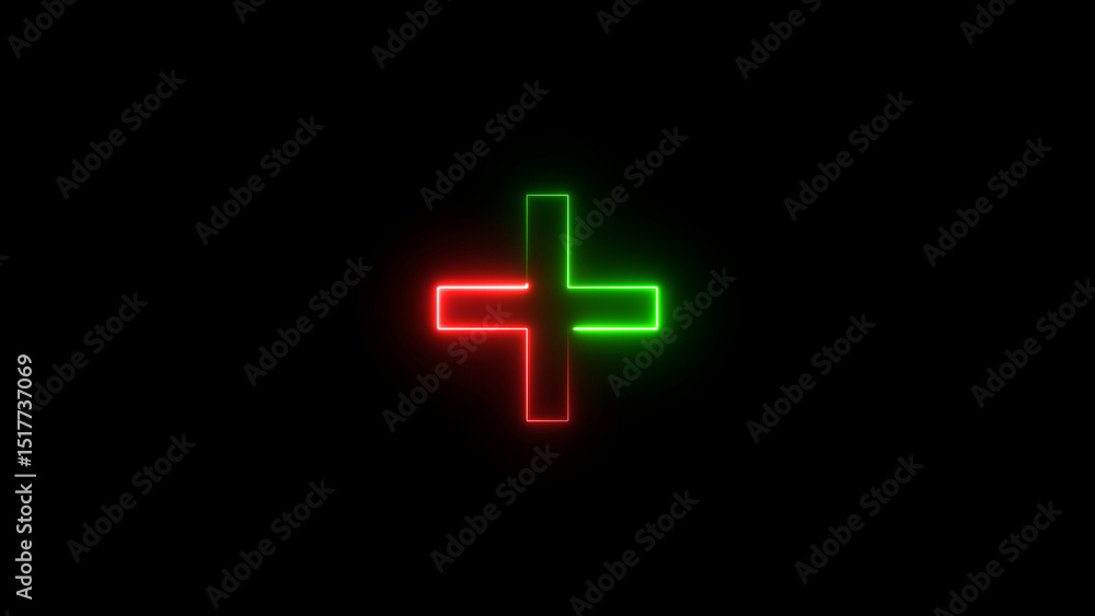 Neon Glowing Plus mark Icon or background concept illustration. Neon Glowing Plus mark Icon or background concept illustration.