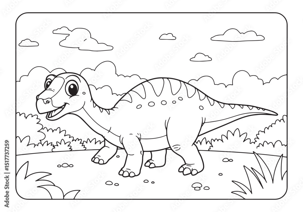 Fototapeta premium Delightful Lystrosaurus coloring page in black and white illustr
