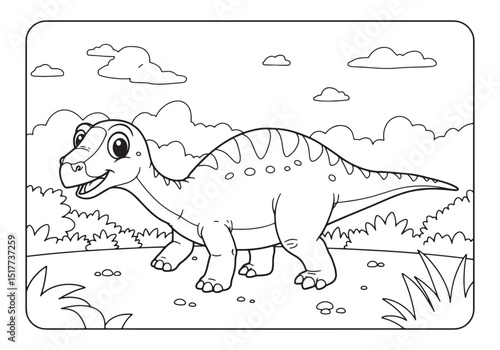 Delightful Lystrosaurus coloring page in black and white illustr