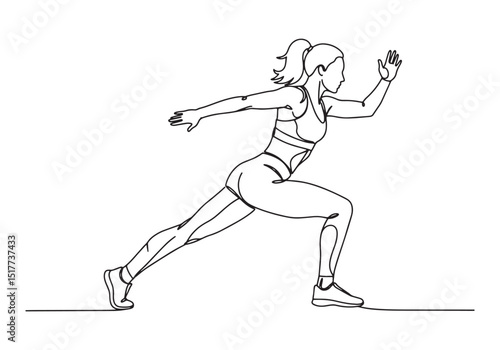 Continuous Line Drawing of a Female Athlete in Workout Gear Illu