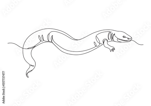 Elegant amphibian, A continuous line drawing of a caecilian crea