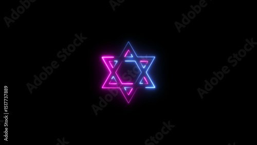 Abstract glowing neon star frame loading icon  background illustration.