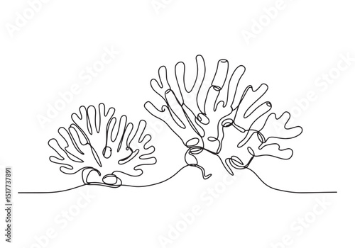 Elegant Minimalist Continuous Line Drawing of Ancient Coral Stru