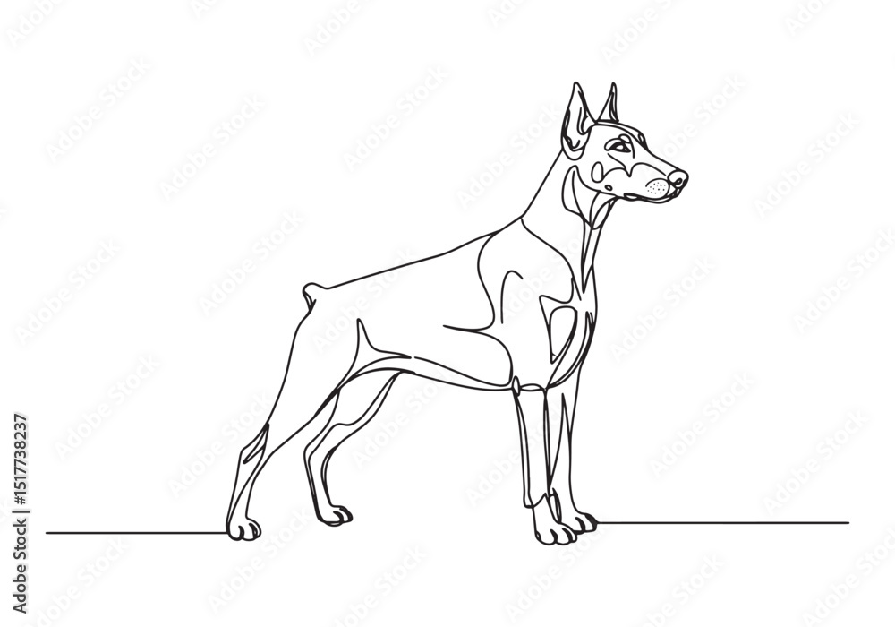 Fototapeta premium Elegant Doberman Pinscher Portrait Created with a Single Continu
