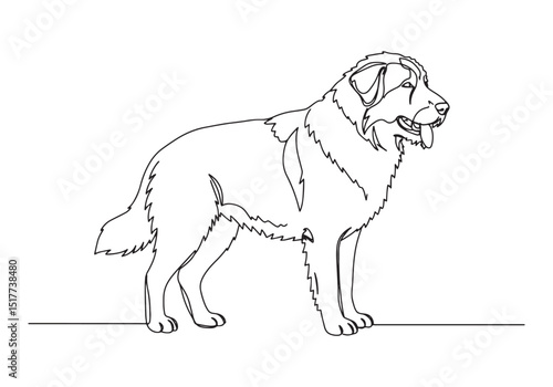 Elegant Bergamasco Shepherd Portrait in Continuous Line Art Styl