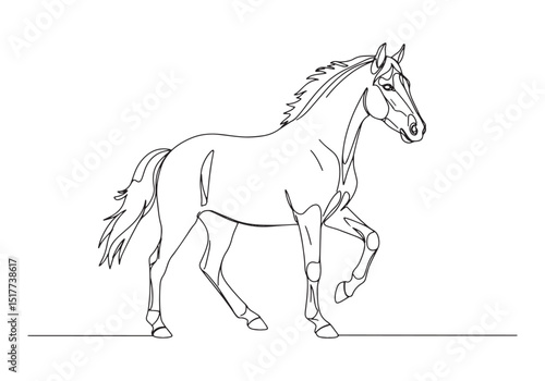 Elegant Horse in Continuous Line Art, A Modern Minimalist Illust