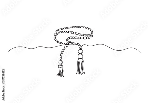 Elegant Continuous Line Drawing of a Priest's Cincture in Black