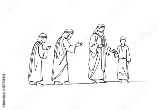 Continuous Line Art, The Parable of the Prodigal Son Depicted in