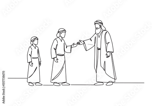 Continuous Line Art, The Prodigal Son's Return Depicted in Minim