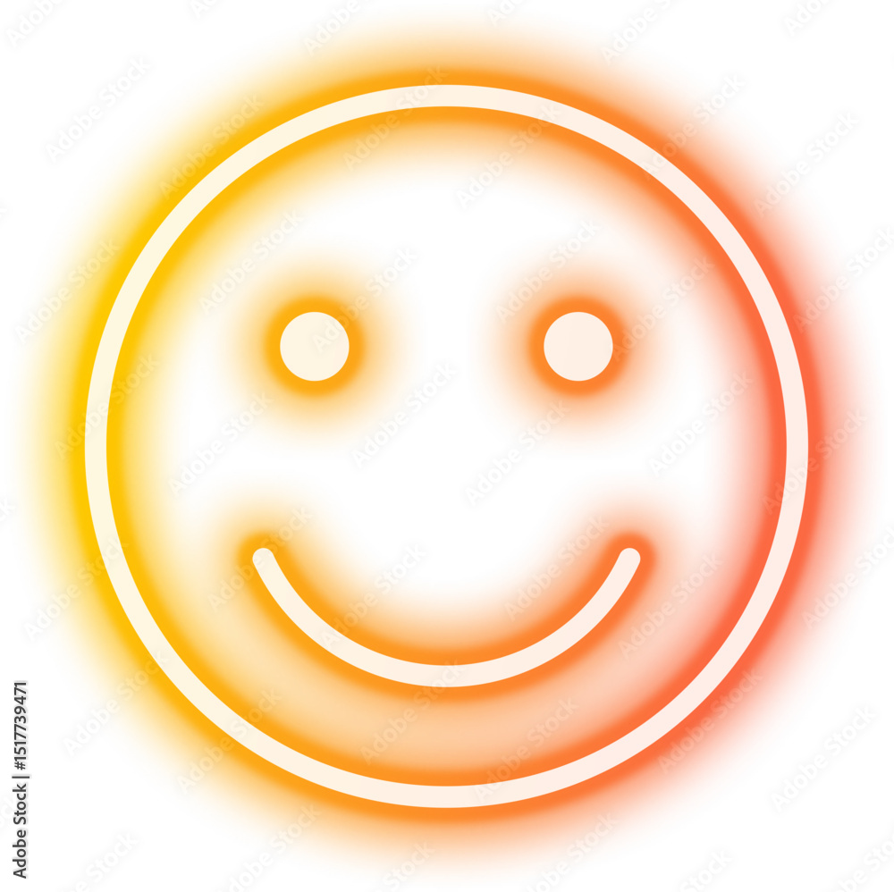 Fototapeta premium Neon Emoji Icon Sign