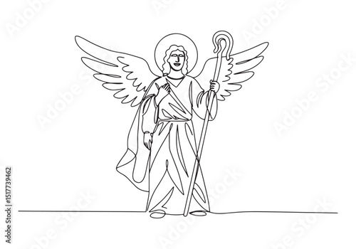 Continuous Line Drawing of Archangel Raphael Spiritual Healer Il