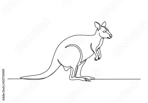 Elegant wallaby continuous line drawing, simple black and white