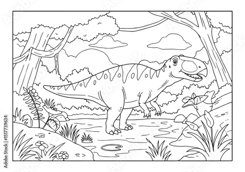 Gerrothorax coloring page illustration of a prehistoric amphibia