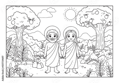 Adam and Eve Coloring Page, a Timeless Tale of the First Humans