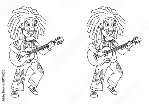 Reggae Musician Coloring Page, A Fun and Relaxing Activity for A