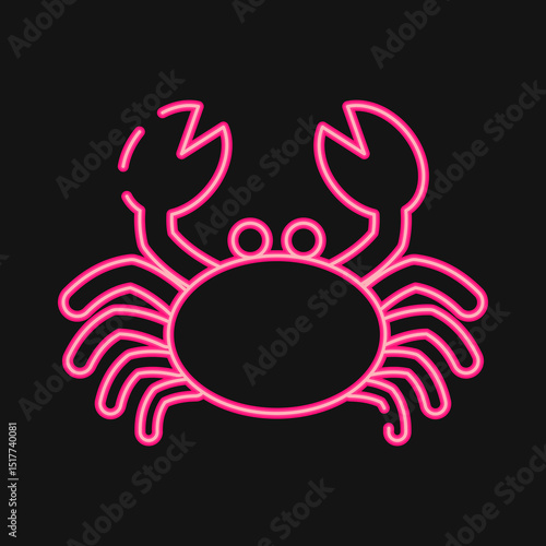 Icon cancer the crab. Zodiac horoscope elements. Icon in neon style.