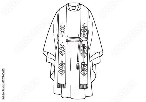 Elegant one-line drawing of a priest's alb, showcasing simplicit