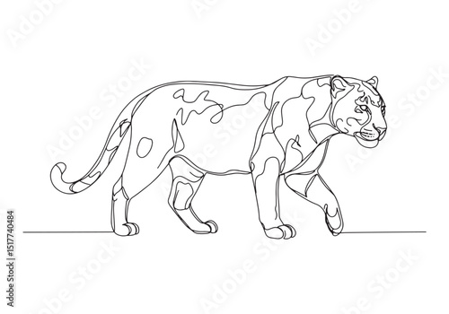 Elegant leopard portrayed in continuous line art showcases grace