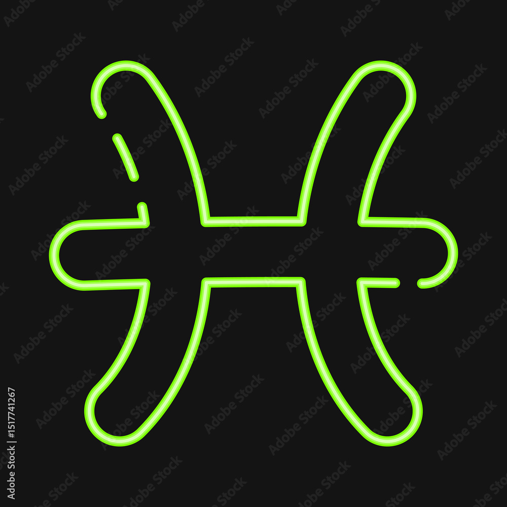 Fototapeta premium Icon pisces. Zodiac horoscope elements. Icon in neon style.