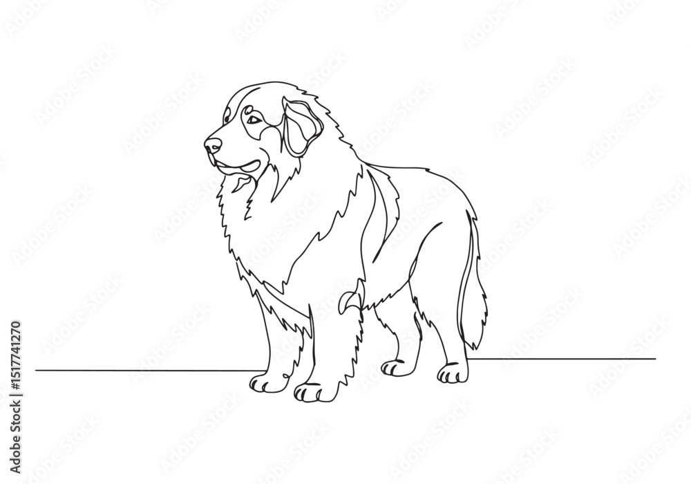 Fototapeta premium Majestic Great Pyrenees Dog in a Continuous Line Drawing Style I