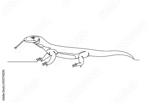 Elegant monitor lizard depiction in minimalist continuous line d