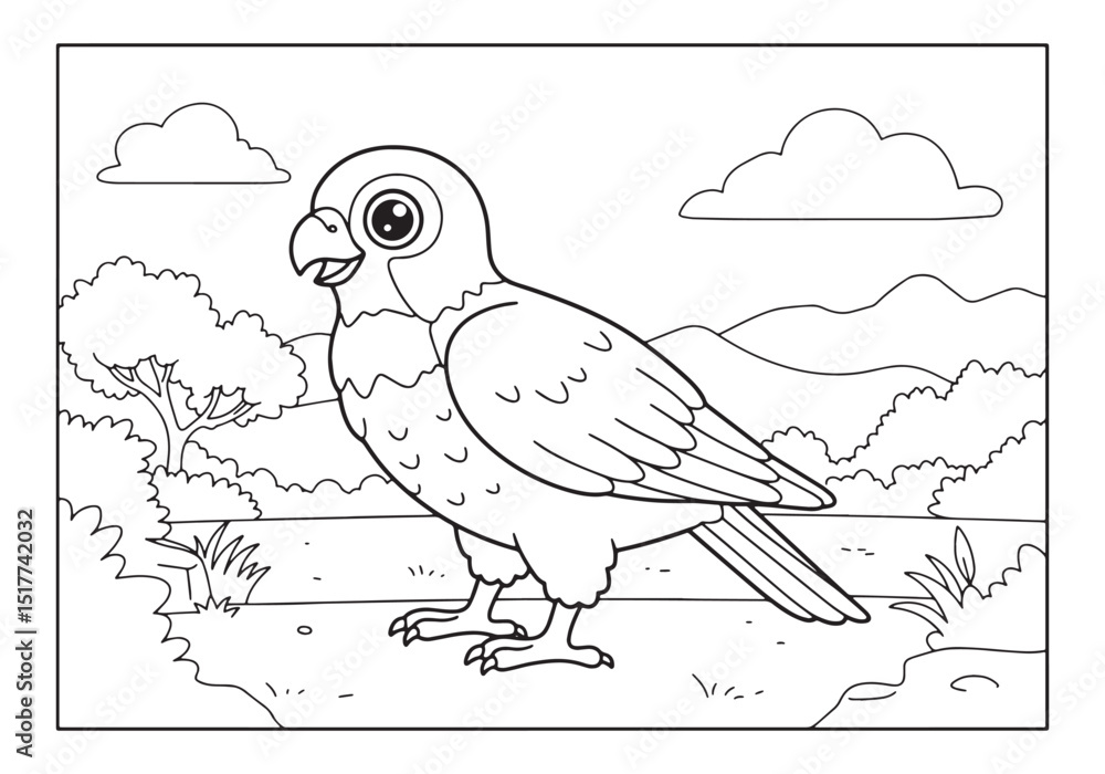 Fototapeta premium Charming Falcon Outline Illustration Ready for Creative Coloring