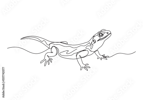 Elegant agama lizard illustration in continuous line drawing sty