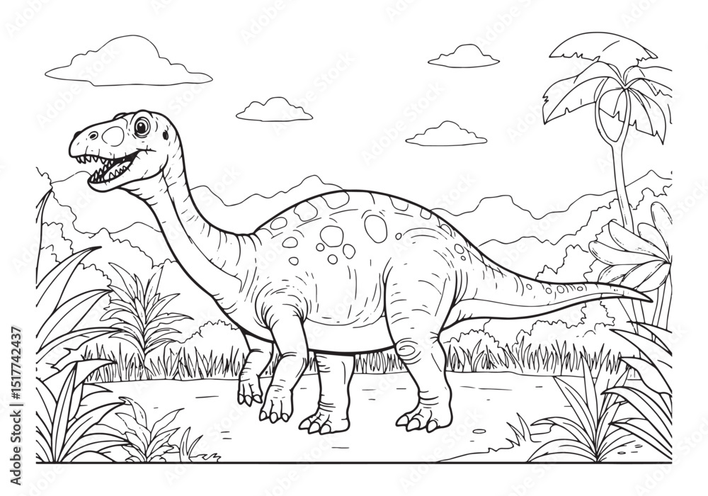 Obraz premium Scutosaurus coloring page for kids and adults, black and white d