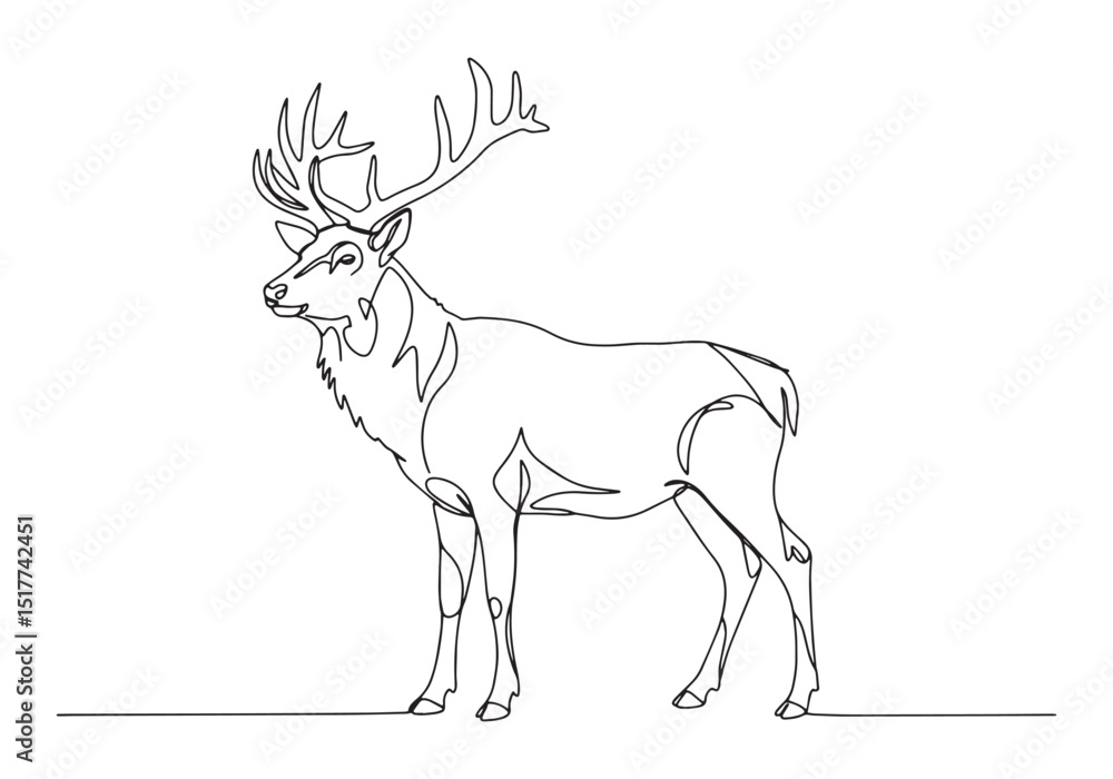 Obraz premium Elegant Irish Elk Portrait, Minimalist Continuous Line Drawing A