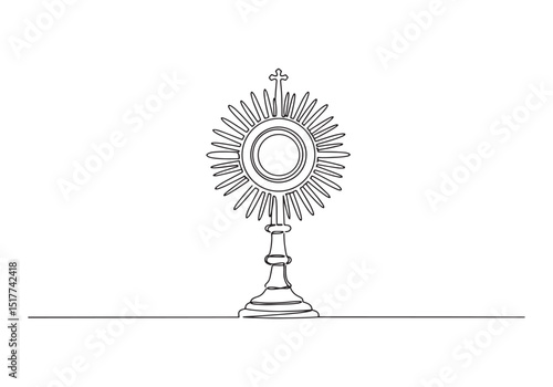 Elegant Monstrance Display in Continuous Line Art for Religious