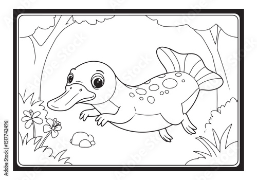 Platyhystrix coloring book illustration in black and white style