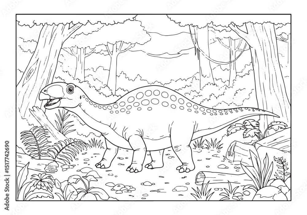 Obraz premium Doleserpeton coloring page in the jungle environment for kids ac