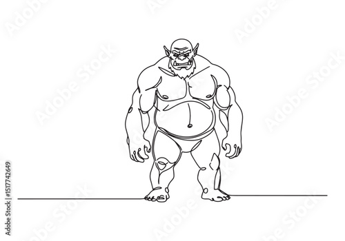 Wallpaper Mural Fearsome ogre illustration created with continuous oneline drawi Torontodigital.ca