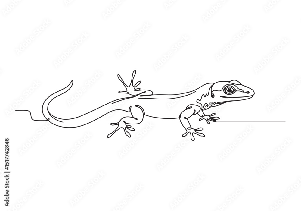 Obraz premium Elegant Anole Lizard in a Continuous Line Drawing - Minimalist D