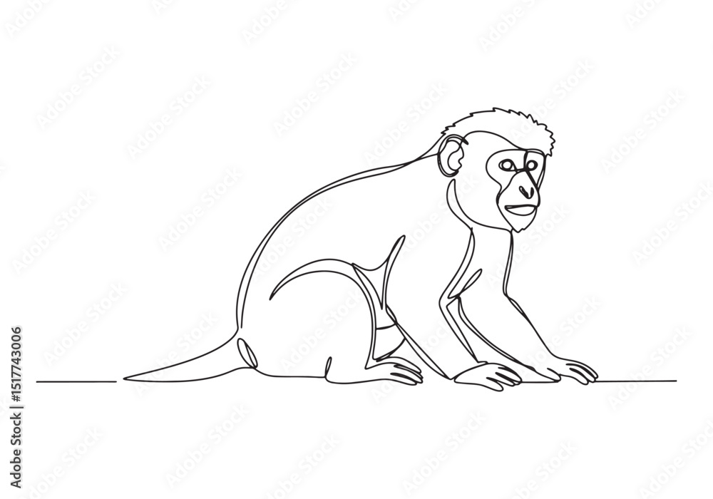 Obraz premium Elegant one-line drawing of a Colobus monkey in minimalist style