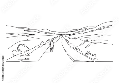 The Road to Damascus, A Continuous Line Drawing of a Biblical Jo