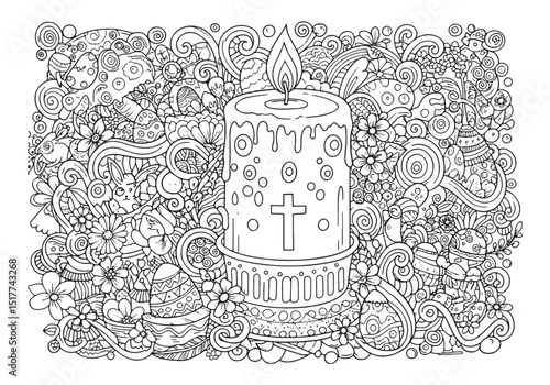 Intricate Easter Celebration, A Paschal Candle Coloring Page Del