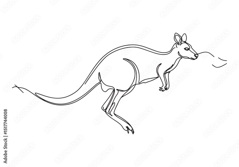 Obraz premium Minimalist Wallaby Portrait, Continuous Line Art in Black and Wh