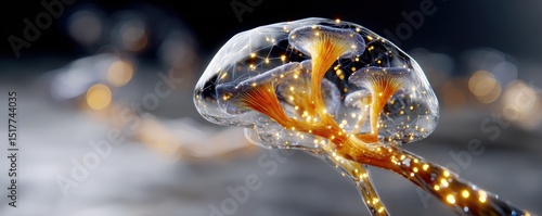 Fungal computing design. Innovative jellyfish design with luminous elements and a futuristic look.