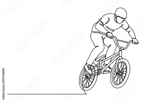 Dynamic BMX Freestyle Rider in Continuous Line Art Illustration