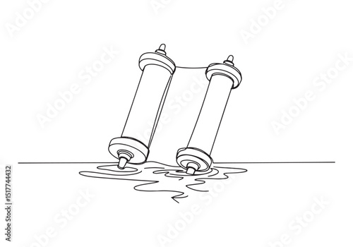 Elegant continuous line art illustration of ancient scroll desig