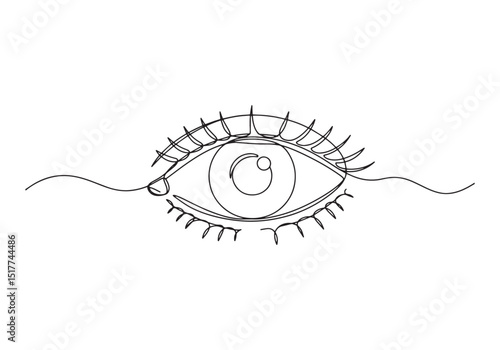 Continuous Line Drawing of an Eye, Minimalist Black and White Vi