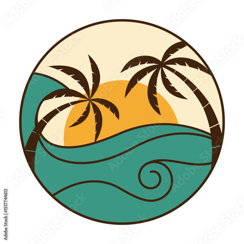 summer minimalist emblem