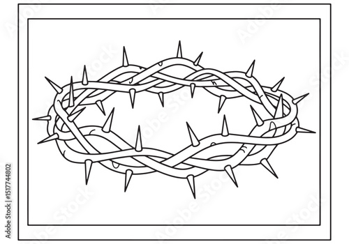 Intricate crown of thorns illustration ideal for coloring and ed
